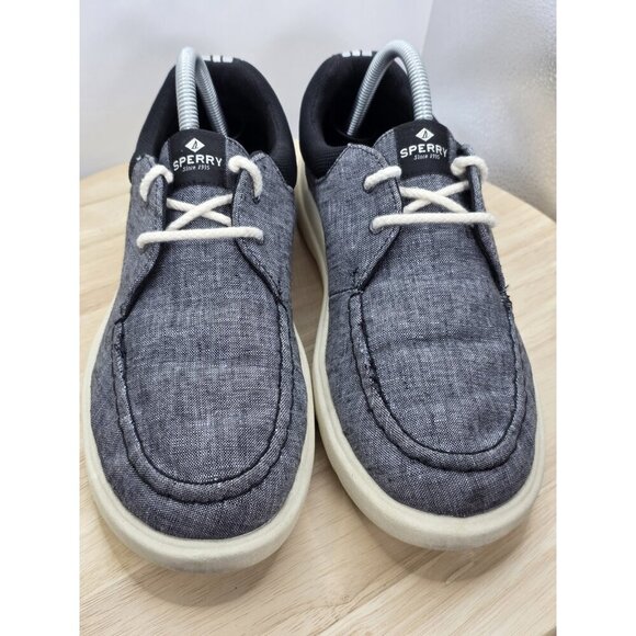 Womens Size 10 Sperry Women's Captains Moc Chambray Shoes Black / Cream STS87229 - Picture 4 of 8